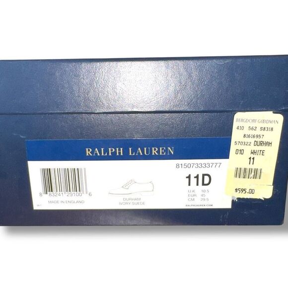Ralph Lauren Purple Label Durham Buck Oxfords in Ivory Suede Men’s Sz 11 - Picture 2 of 16